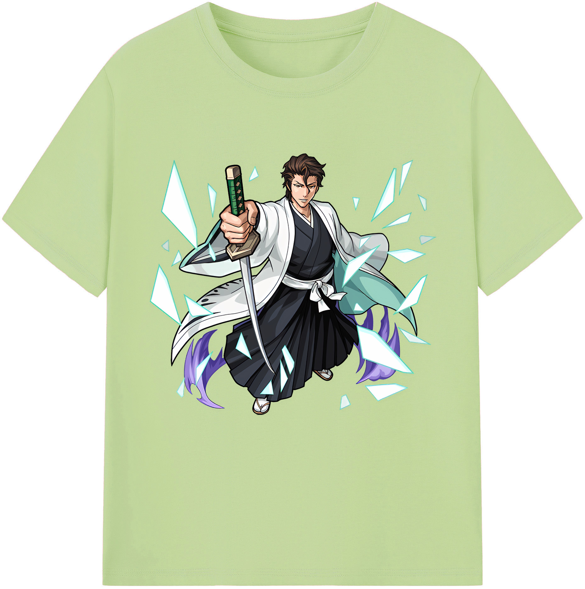 （画像用） ブリーチ 藍染 惣右介（あいぜん そうすけ） BLEACH Aizen Sousuke 綿100％半袖Tシャツ（フロントプリント）
